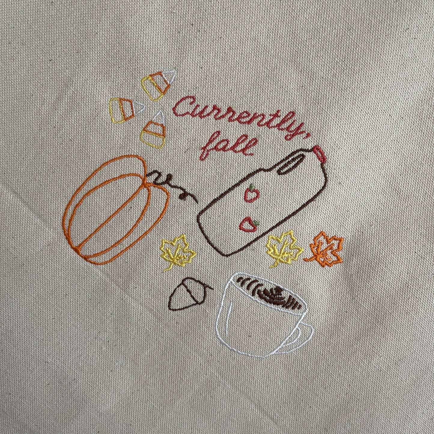 Currently, Cozy Embroidered Tote Bag