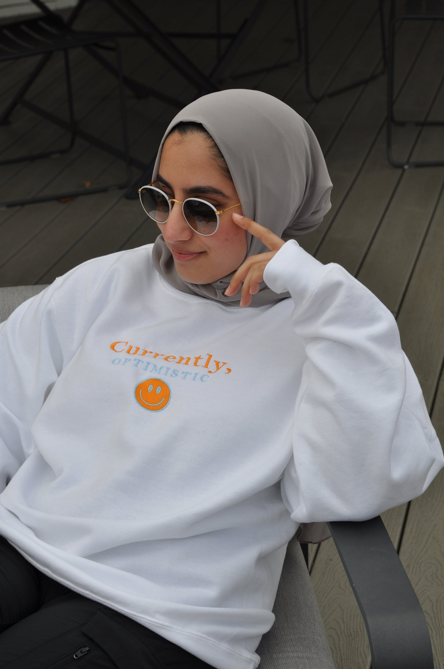 Currently, Optimistic Embroidered Sweatshirt