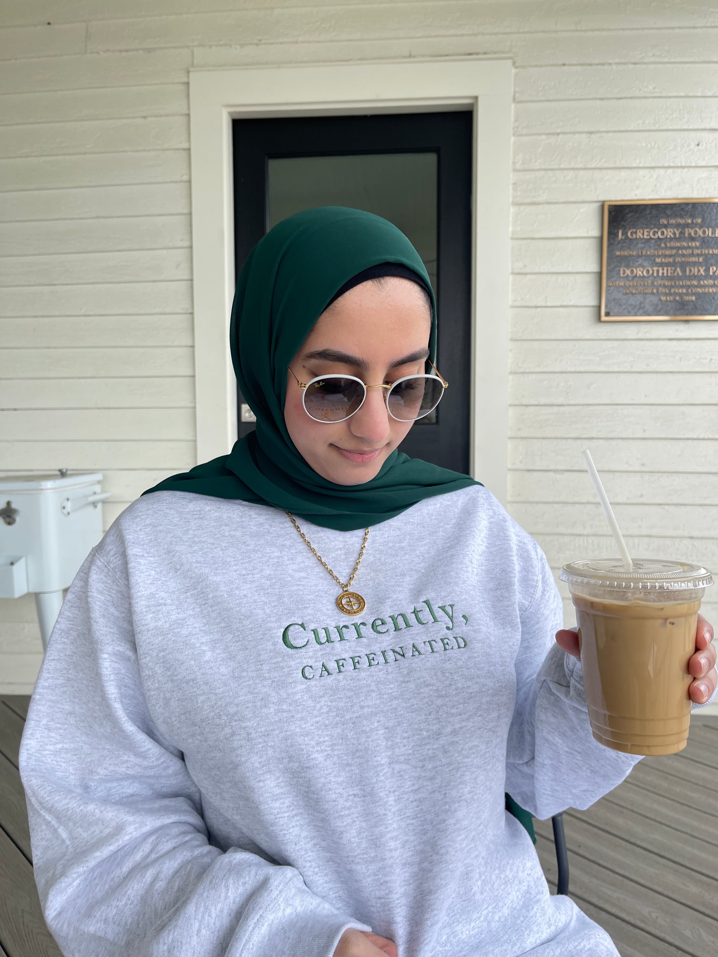 Currently, Caffeinated Embroidered Sweatshirt