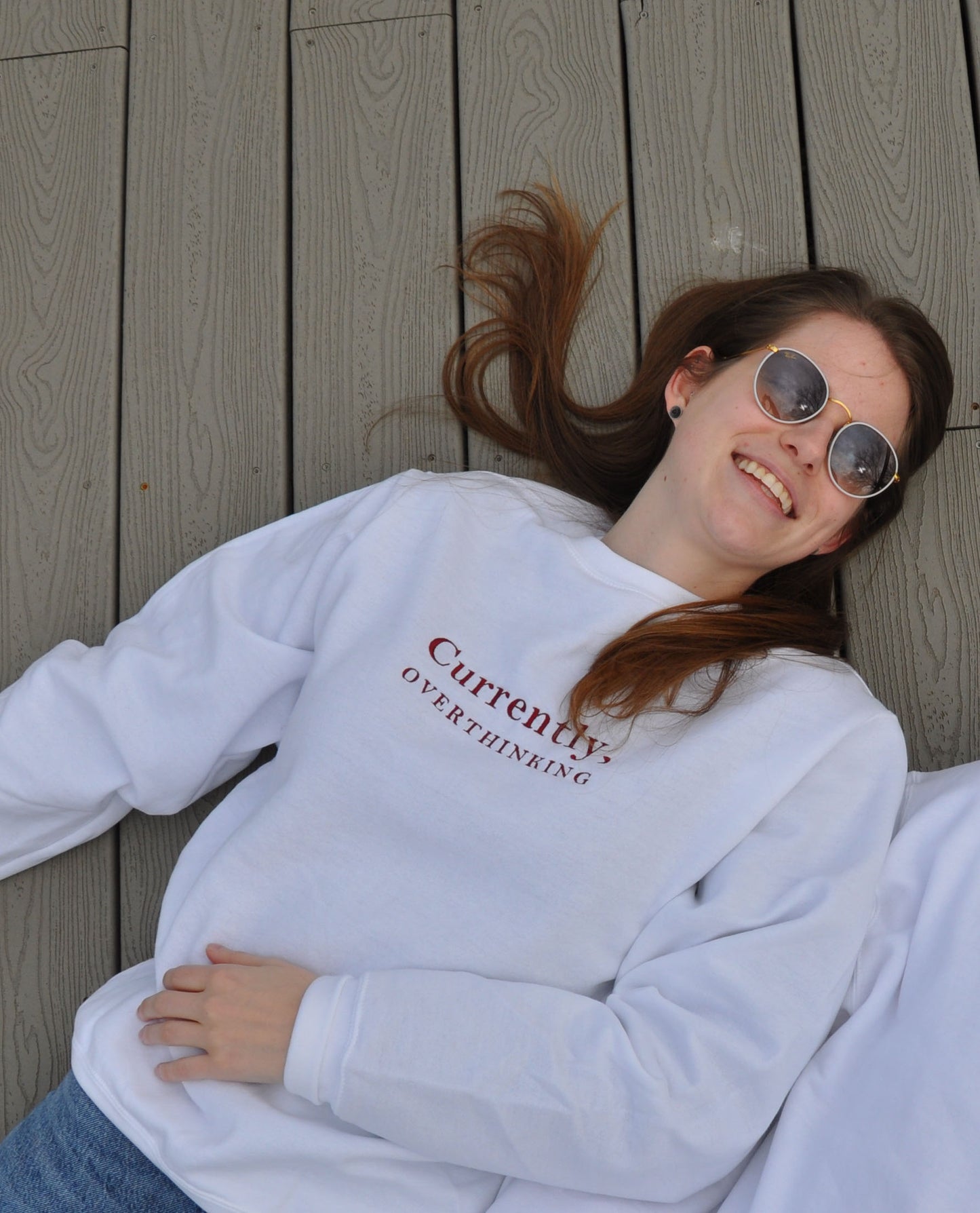 Currently, Overthinking Embroidered Sweatshirt