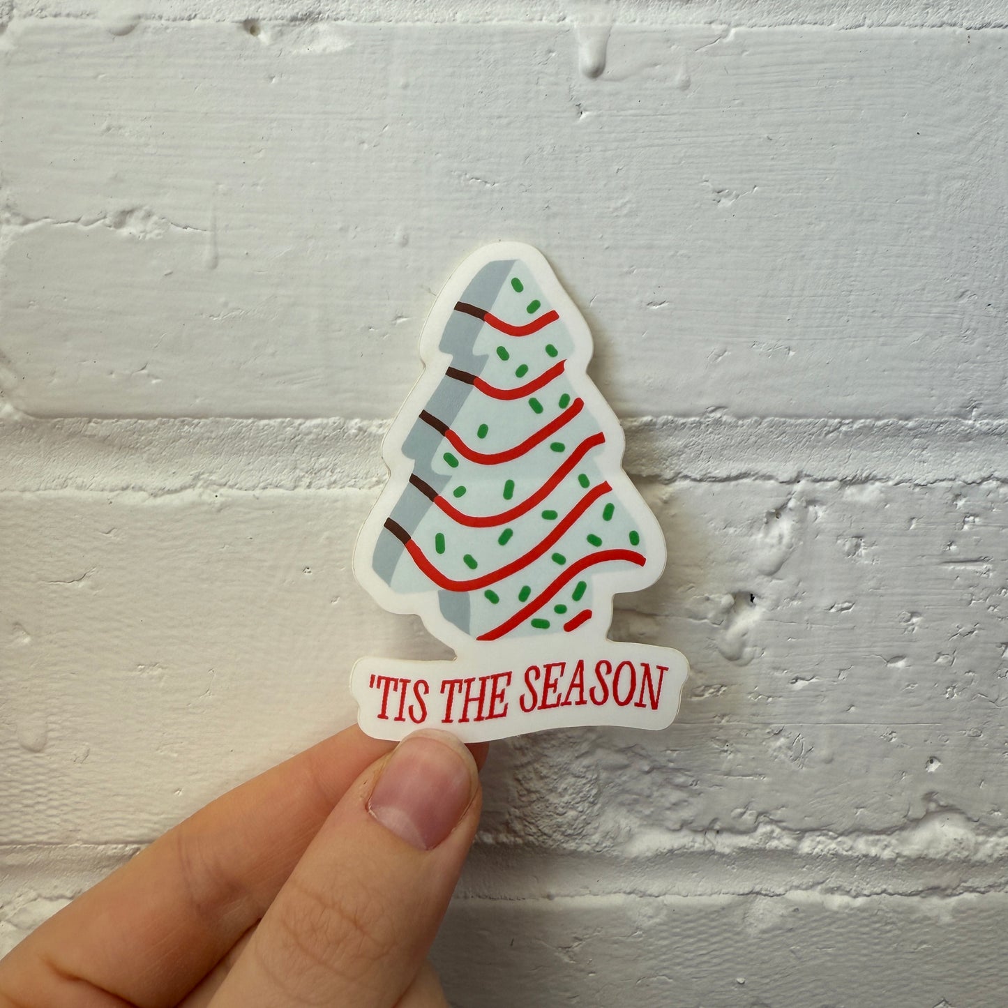 Tis the Season Christmas Tree Cake Sticker