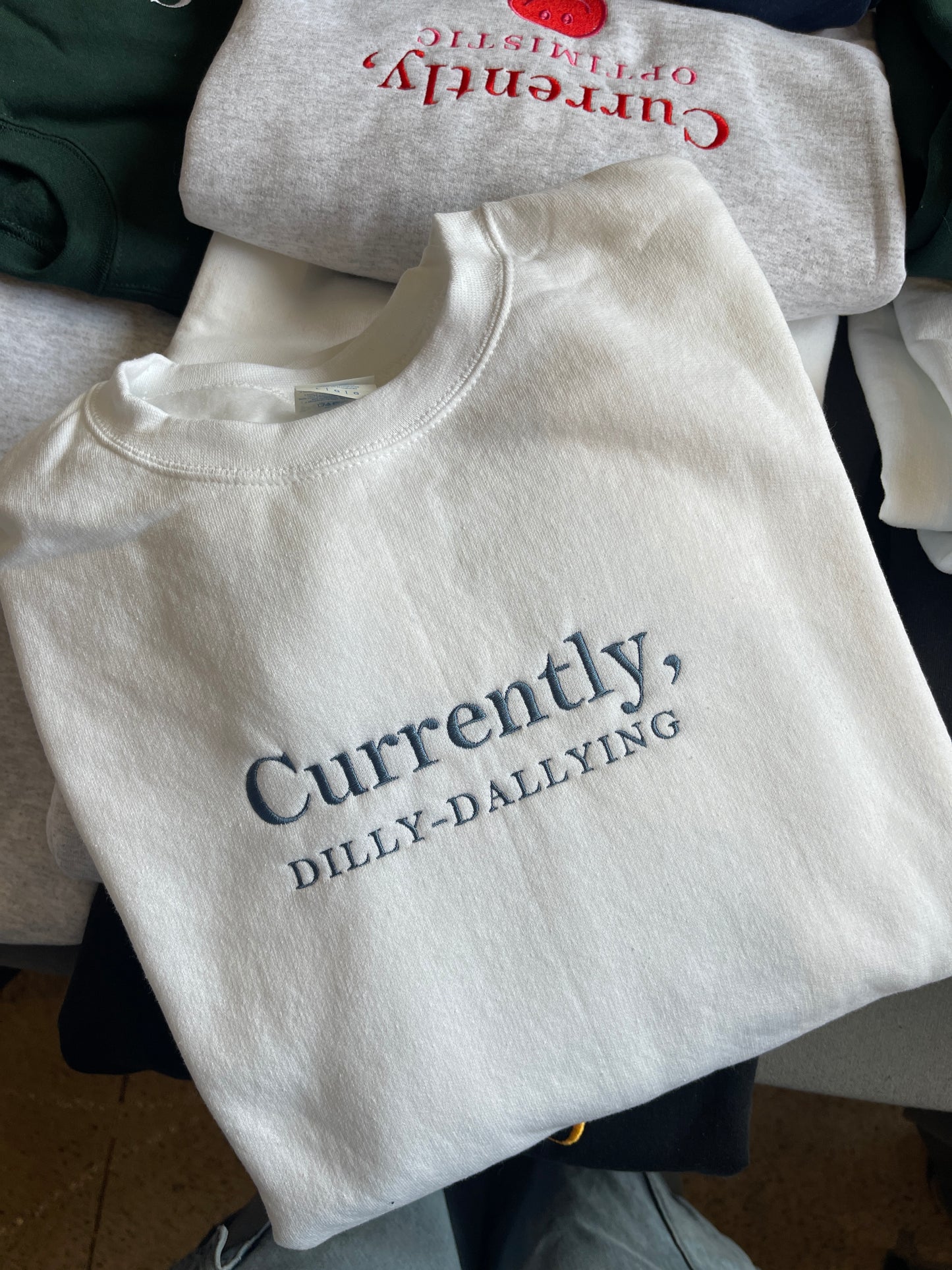 Currently, Dilly-Dallying Embroidered Sweatshirt
